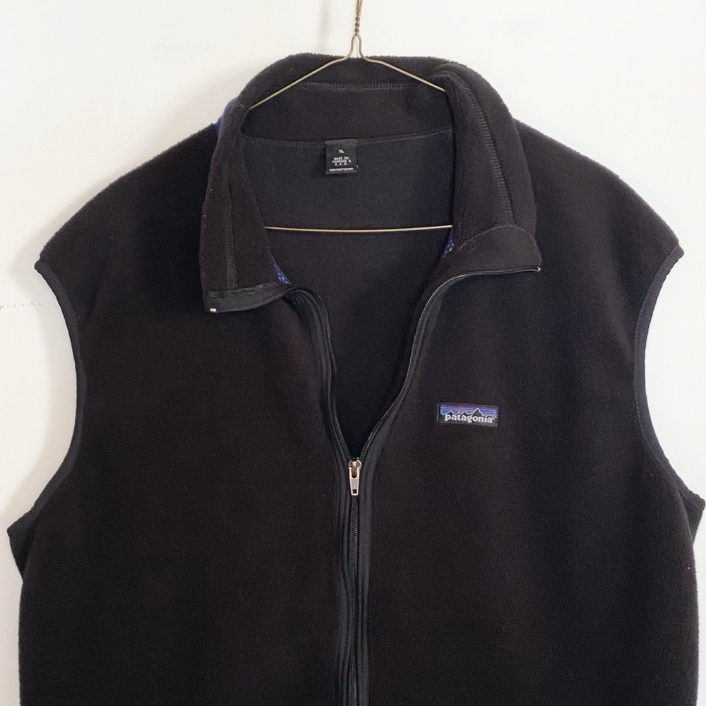 Vtg 90s PATAGONIA fleece Vest Black full zip Womens size XL - Picture 2 of 10